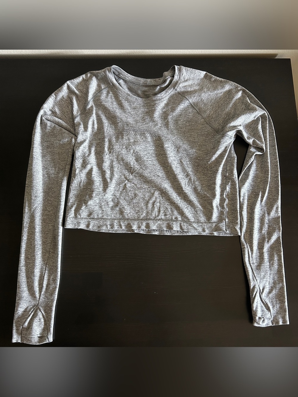 Lululemon Swiftly Tech Cropped Long-Sleeve Shirt 2.0 - Slate/white(Size 12)